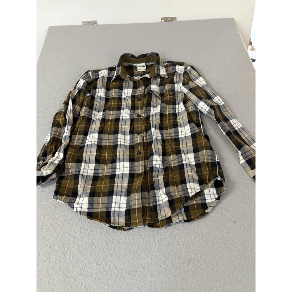 The North Face Shirt Womens XS‎ Green Black Plaid Button Down Long Sleeve Casual